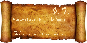 Veszelovszki Tímea névjegykártya